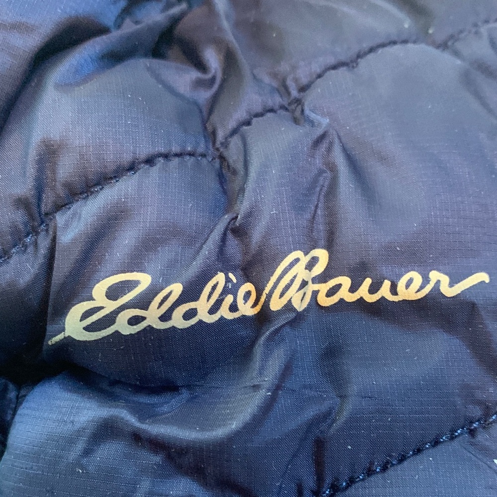 Eddie Bauer girls puffer Jacket in Navy and aqua, size small 7/8 - Picture 2 of 8